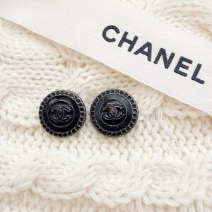 Authentic Chanel Black CC Rope Edge Buttons